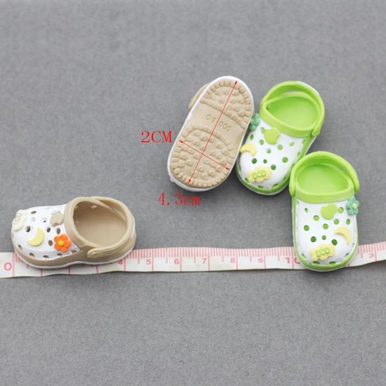 Poppen Schoenen - BJD Accessoires - Poppen Aankleden - Past 15cm 17cm Poppen - 4.3cm Lengte - Groen Khaki — afbeelding 2