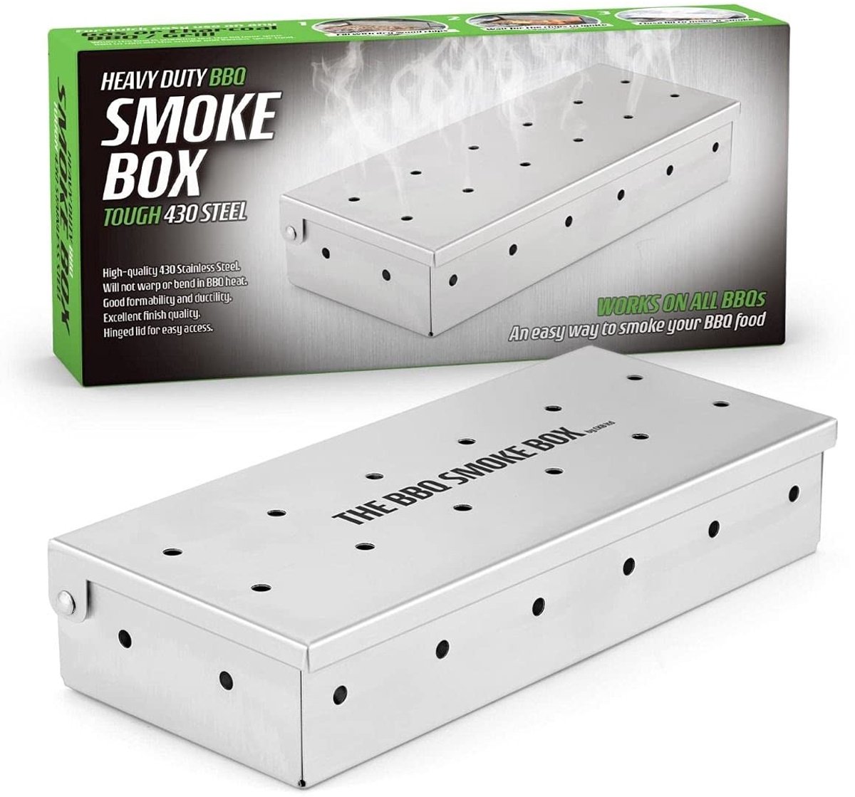 VT Goods Wood Chip Rookbox - Barbecue Roker - Smokey Flavour - Zilver - Geschikt voor Gas en Houtskool Grillen - Accessoires
