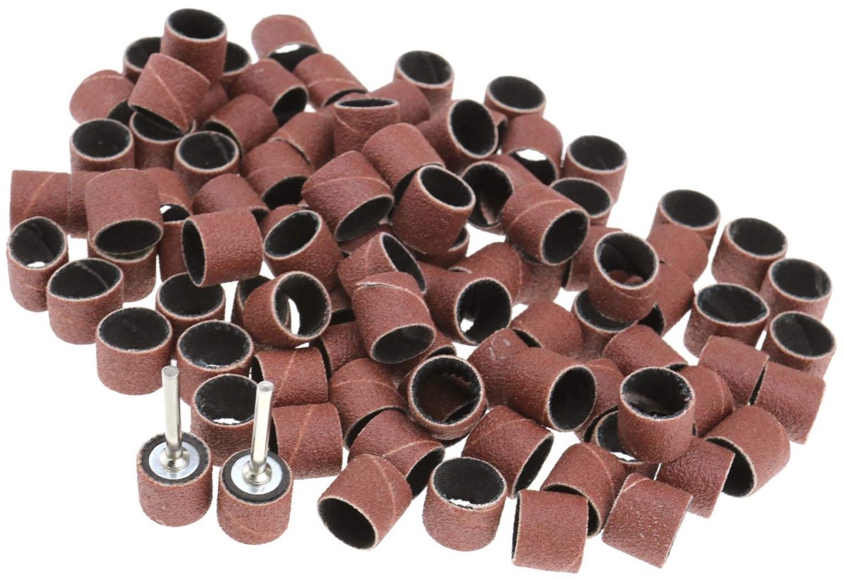 Store_7 - Schuurbanden Mouwen - Carborundum - Compact - Polijsten - Voor Dremel Gereedschap - 100 Stuks + 2 Doorns