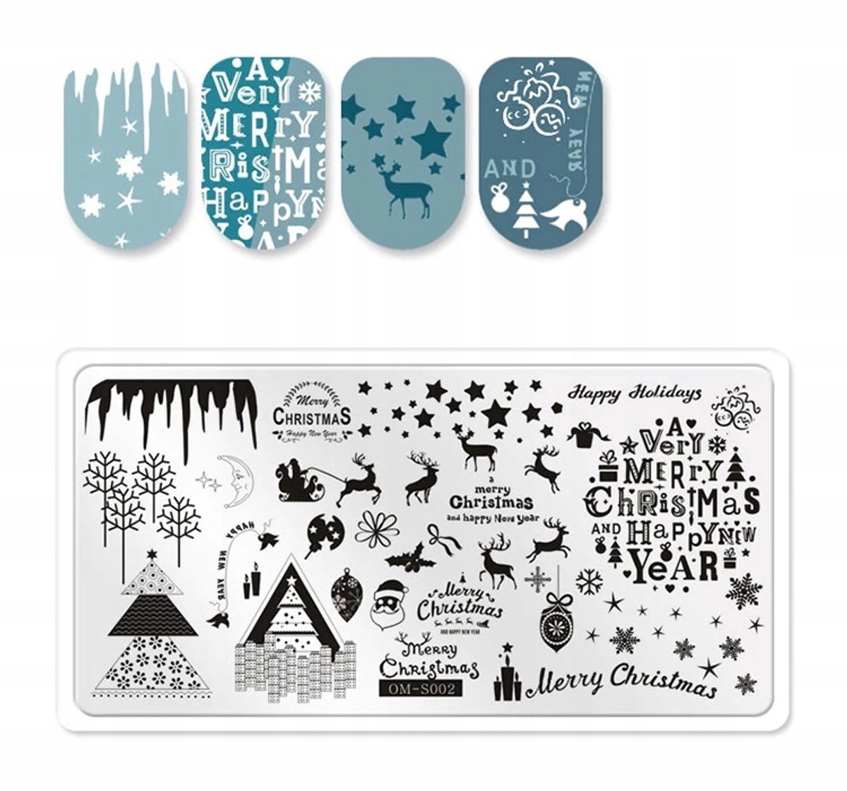 Born Pretty - Nagel Stempelplaat - OM-S002 - Kerstmis Thema - 12x6 cm