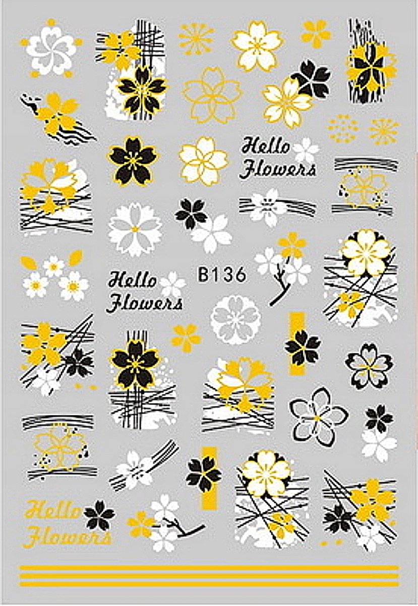 Frezarkowo - Zelfklevende Nagelstickers - Bloemenontwerpen - B-136