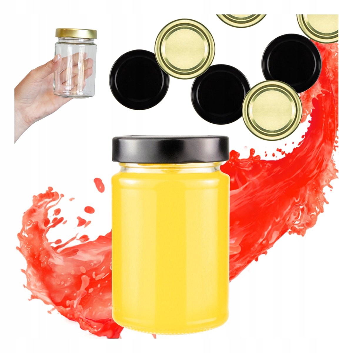 Bimberek ATENA Serie - Glazen Pot - 330ml - Hoge Deksel - Geschikt voor Confituren