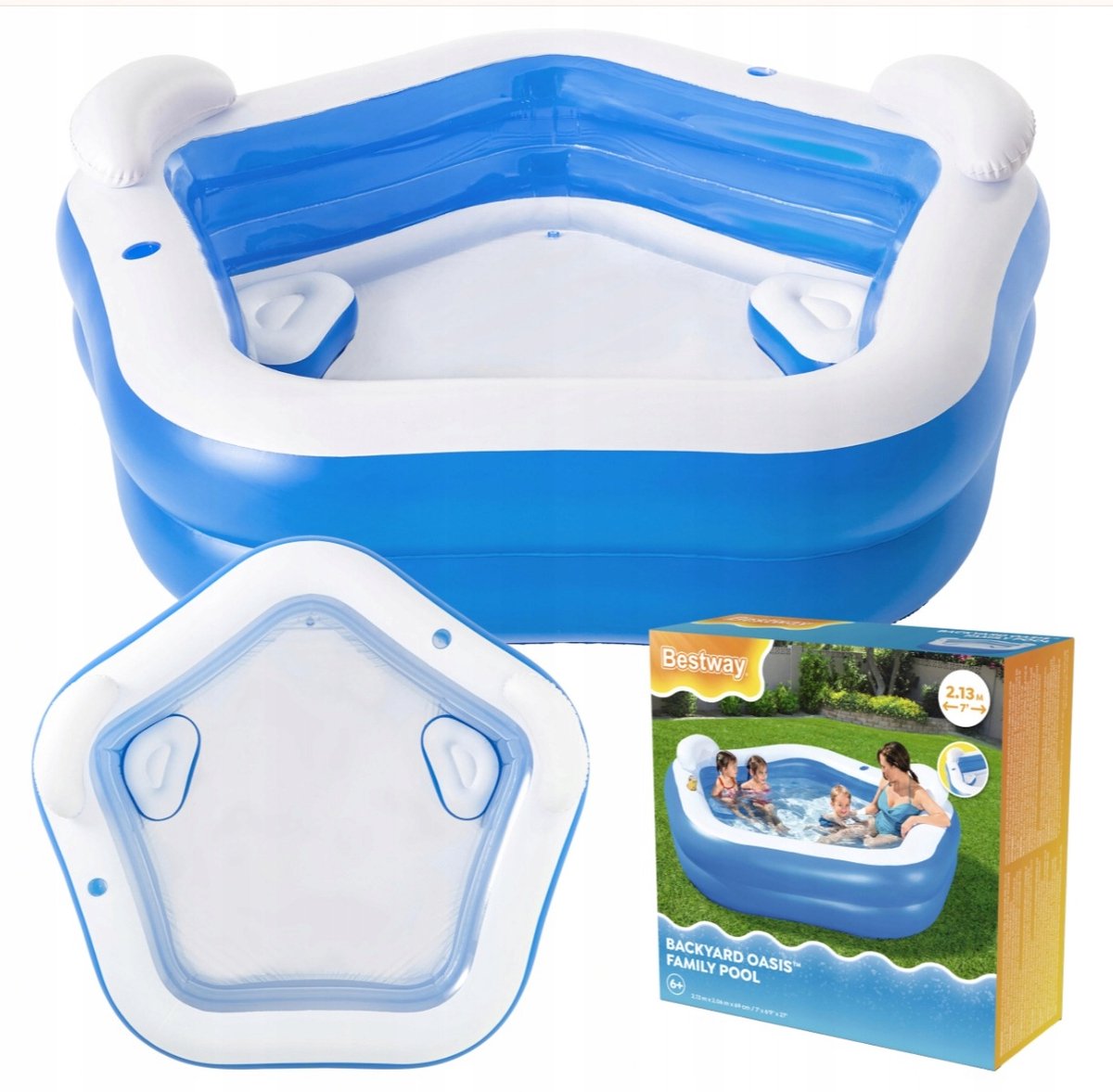 Bol.com Bestway - Vijfhoekig Familiezwembad - 213x207x69 cm aanbieding