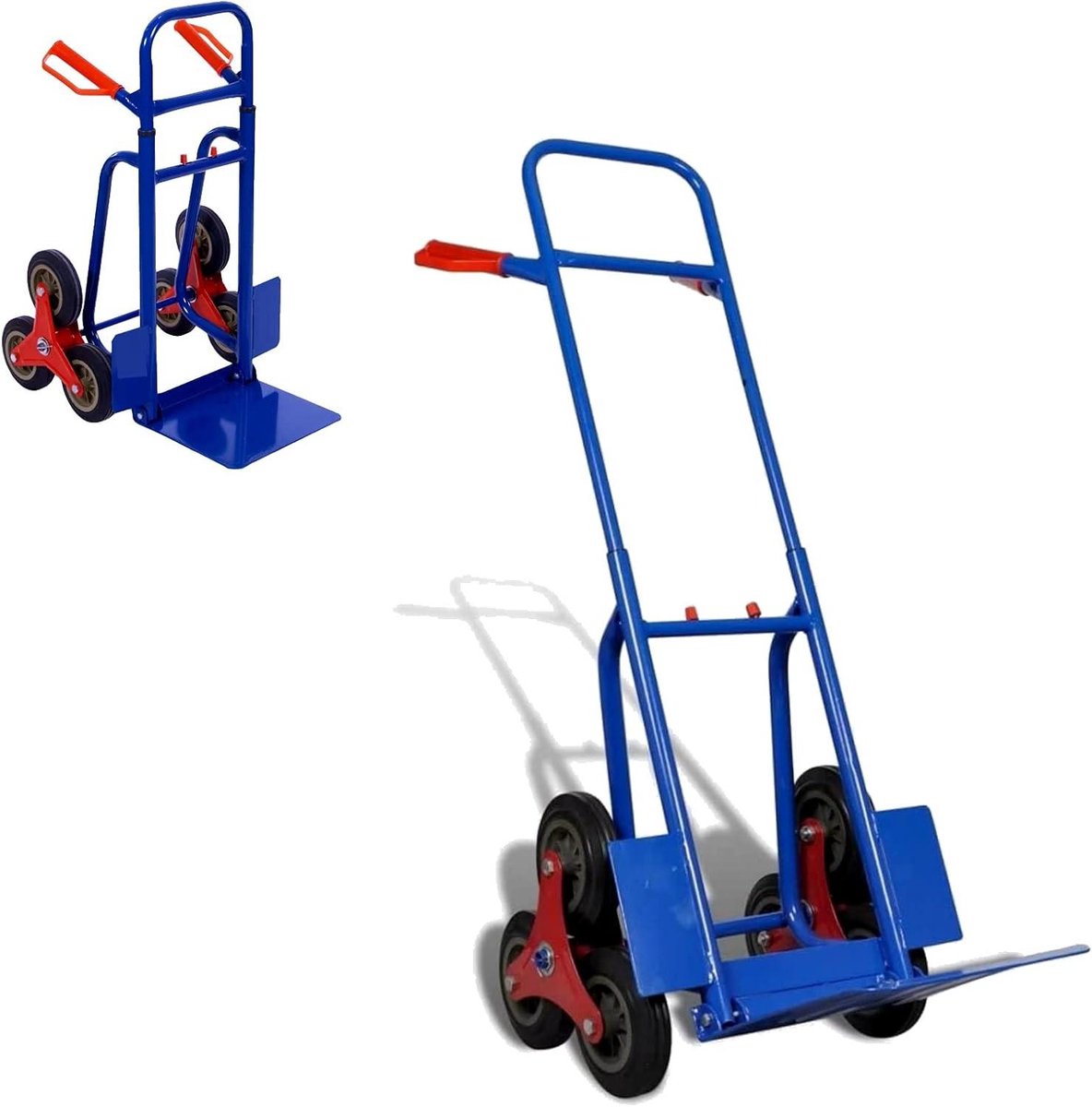 Inklapbare Steekwagen - Trolley Transportkar - Goederen Vervoeren - 6 Wielen Trap - 120 kg - Blauw