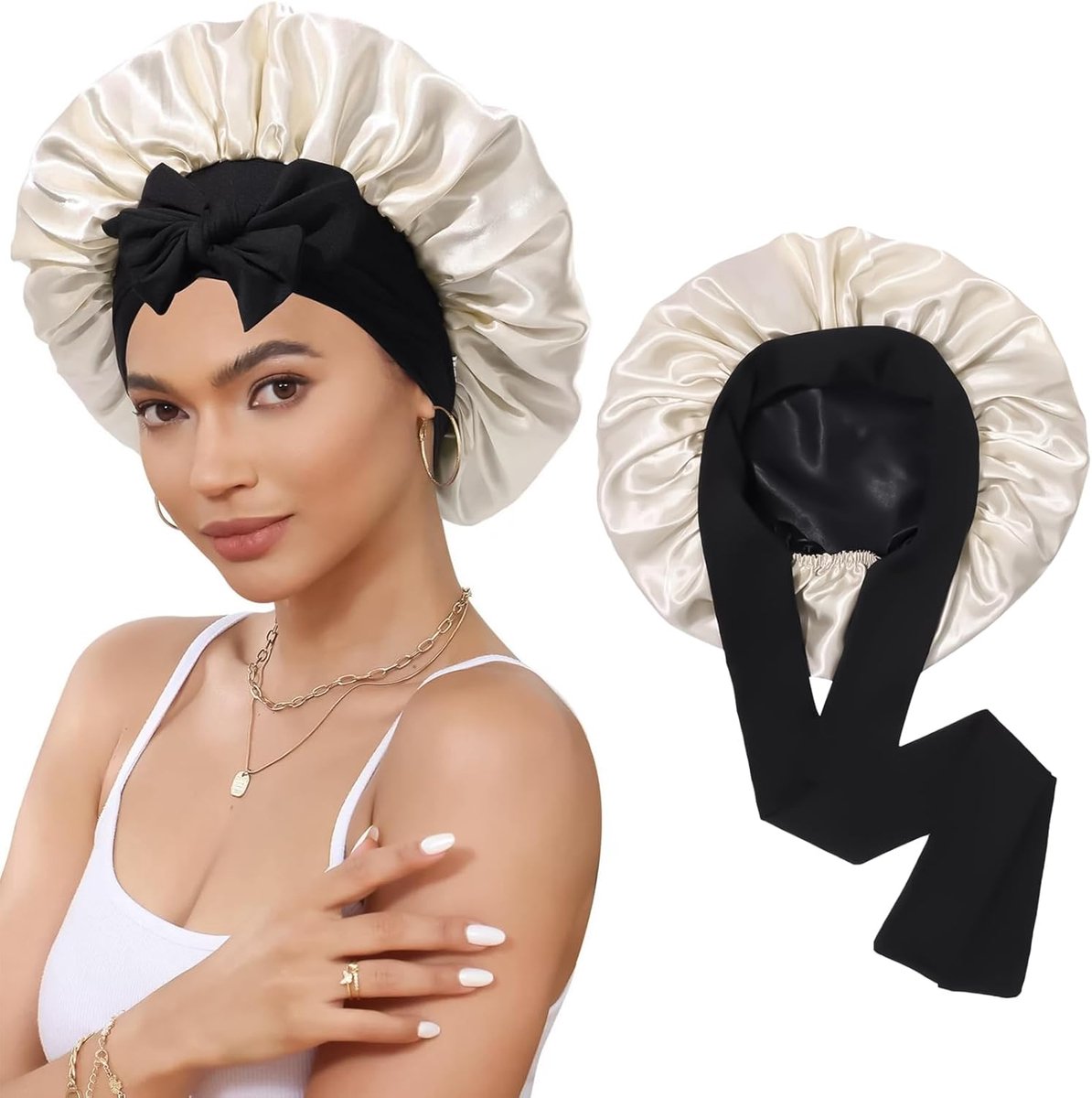 Kap om te slapen - Capzijden - beige kleur - comfortabele slaapaccessoire