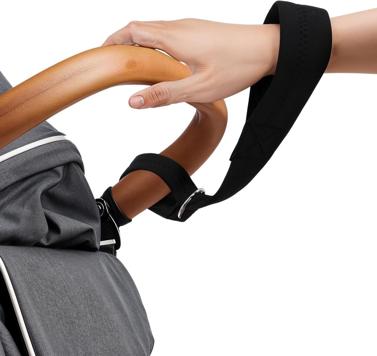 Verstelbare Handriem voor Kinderwagen, Rolstoel of Kar, Zwart, Duurzaam en Comfortabel Gebruik
