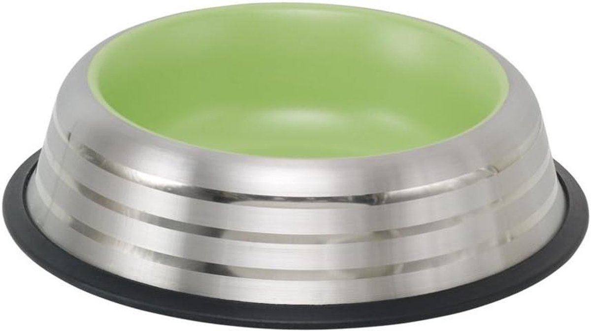 Hondenvoerbak RVS - Voerbak Hond - Voeding Hond - Antislip Rand - Ø 29 cm - Lichtgroen