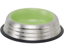 Hondenvoerbak RVS - Voerbak Hond - Voeding Hond - Antislip Rand - Ø 29 cm - Lichtgroen