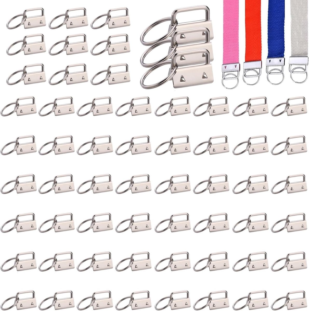 Kleurige 60-delige Sleutelhanger Onderdelen met 26mm Klem Lock en Sleutelhanger Ringen voor DIY Craft en Lanyard Accessoires