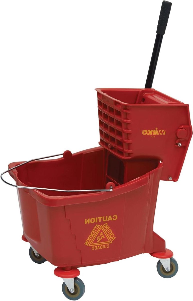 Mop Emmer - Dweilbak Pers - Vloeren Schoonmaken - Zijperswringer - 36 Kwarts - Rood