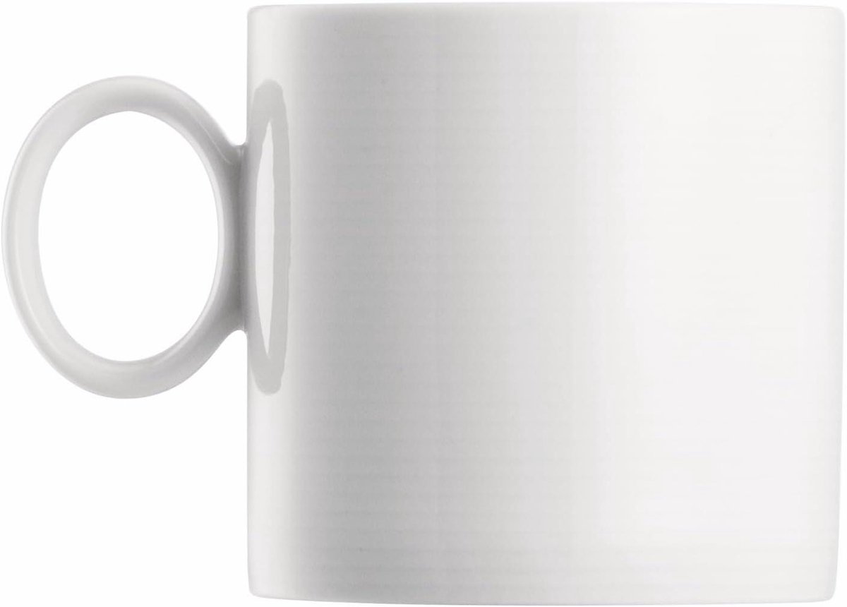 Beker met handvat - Kop mok - Drinken van koffie - Kwaliteitsporselein - 330 ml - Wit