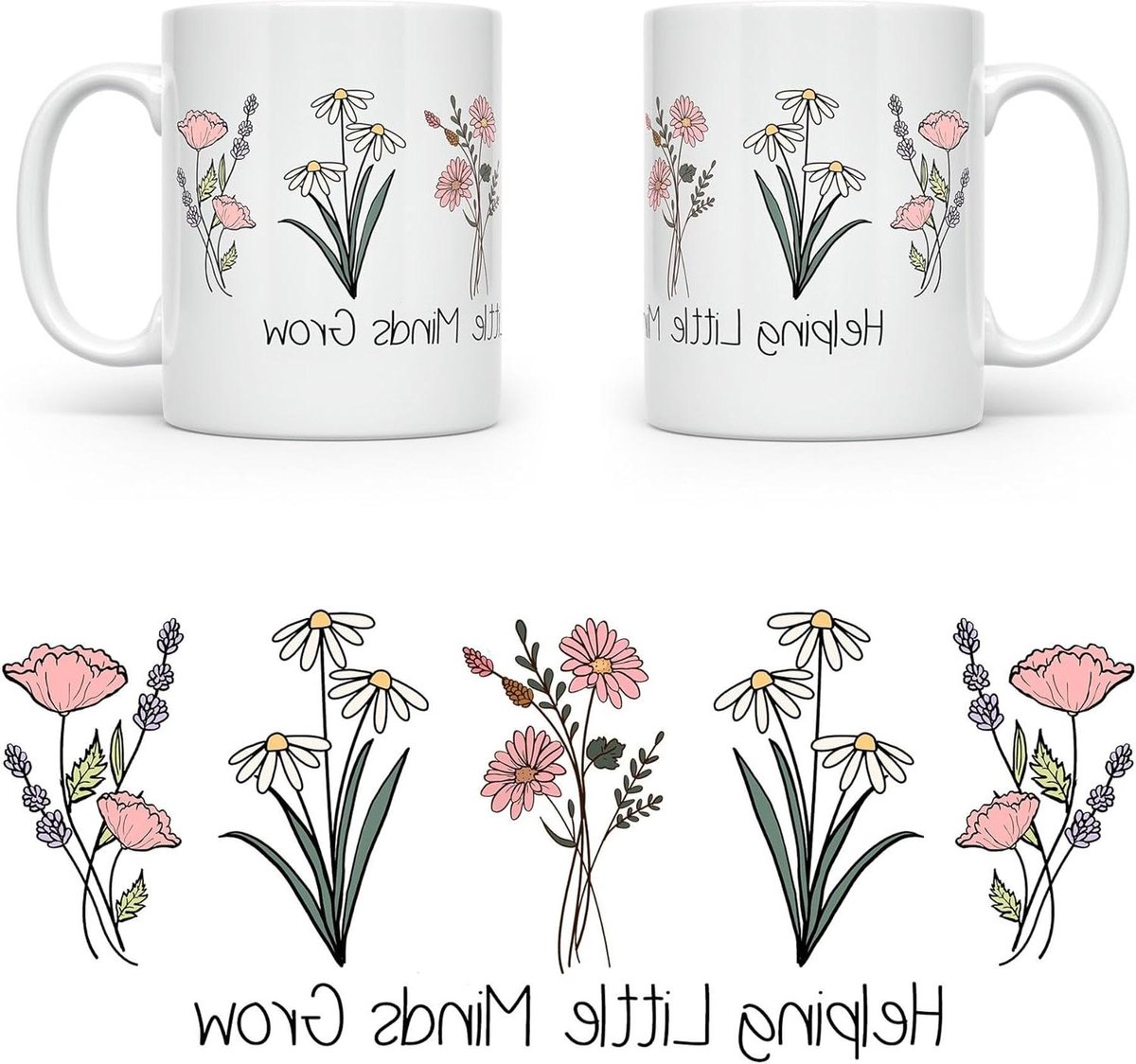 Leraar Mok - Bedankmok Cadeau - Waardering Tonen - Handgedrukt Ontwerp - 11 Ounces - Wit