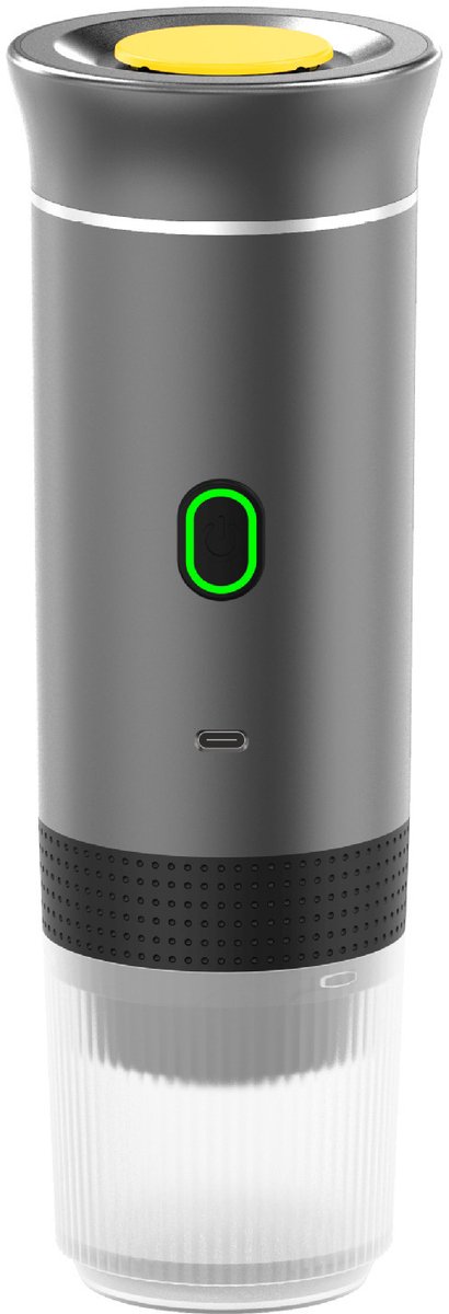 Draagbaar koffiezetapparaat, 3-in-1 draadloos elektrisch koffiezetapparaat, geschikt voor capsulekoffie en koffiepoeder, cold brew en warmhoudfunctie, inclusief een kopje van 120 ml - grijs