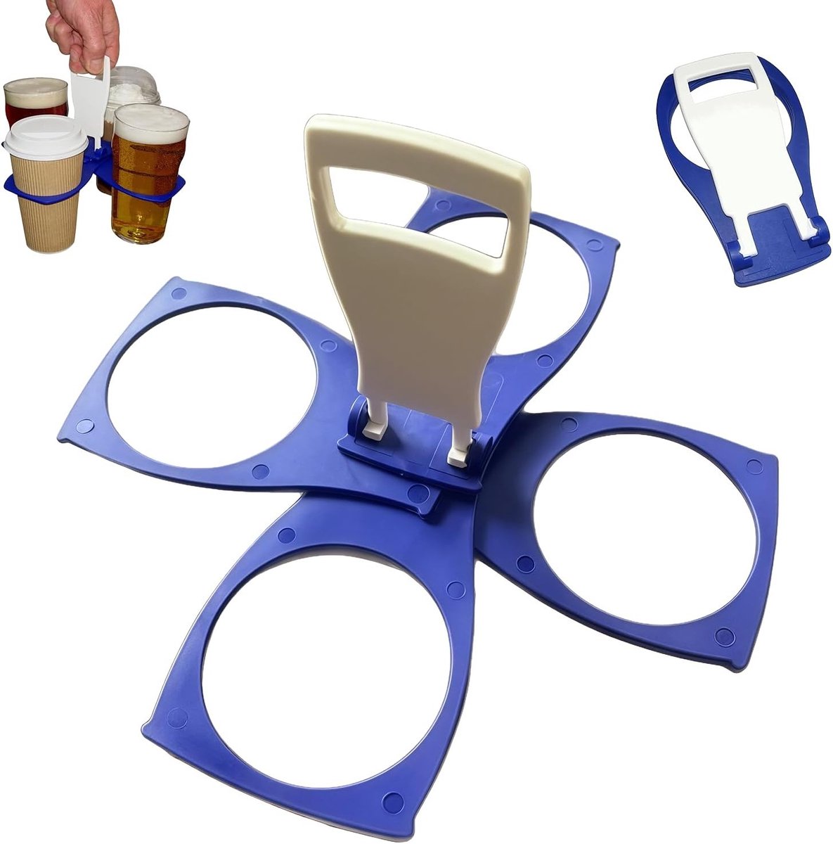 Vouwbare bekerhouder voor koffie en dranken - Stevig, herbruikbaar en compact, geschikt voor 3-4 bekers, perfect voor festivals en sportevenementen