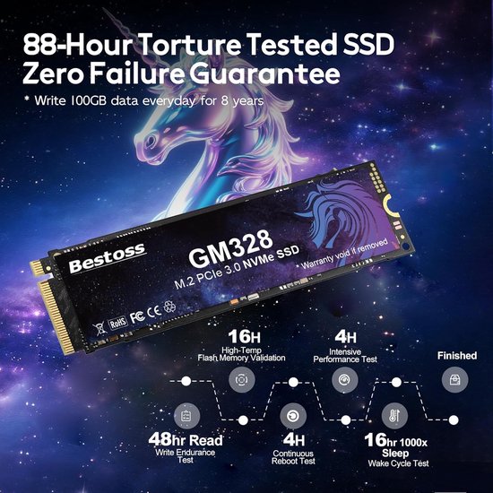 Interne SSD - Solid State Drive - Sneller Laden - PCIe Gen3 - 1TB - Paars en zwart van Merkloos — afbeelding 4