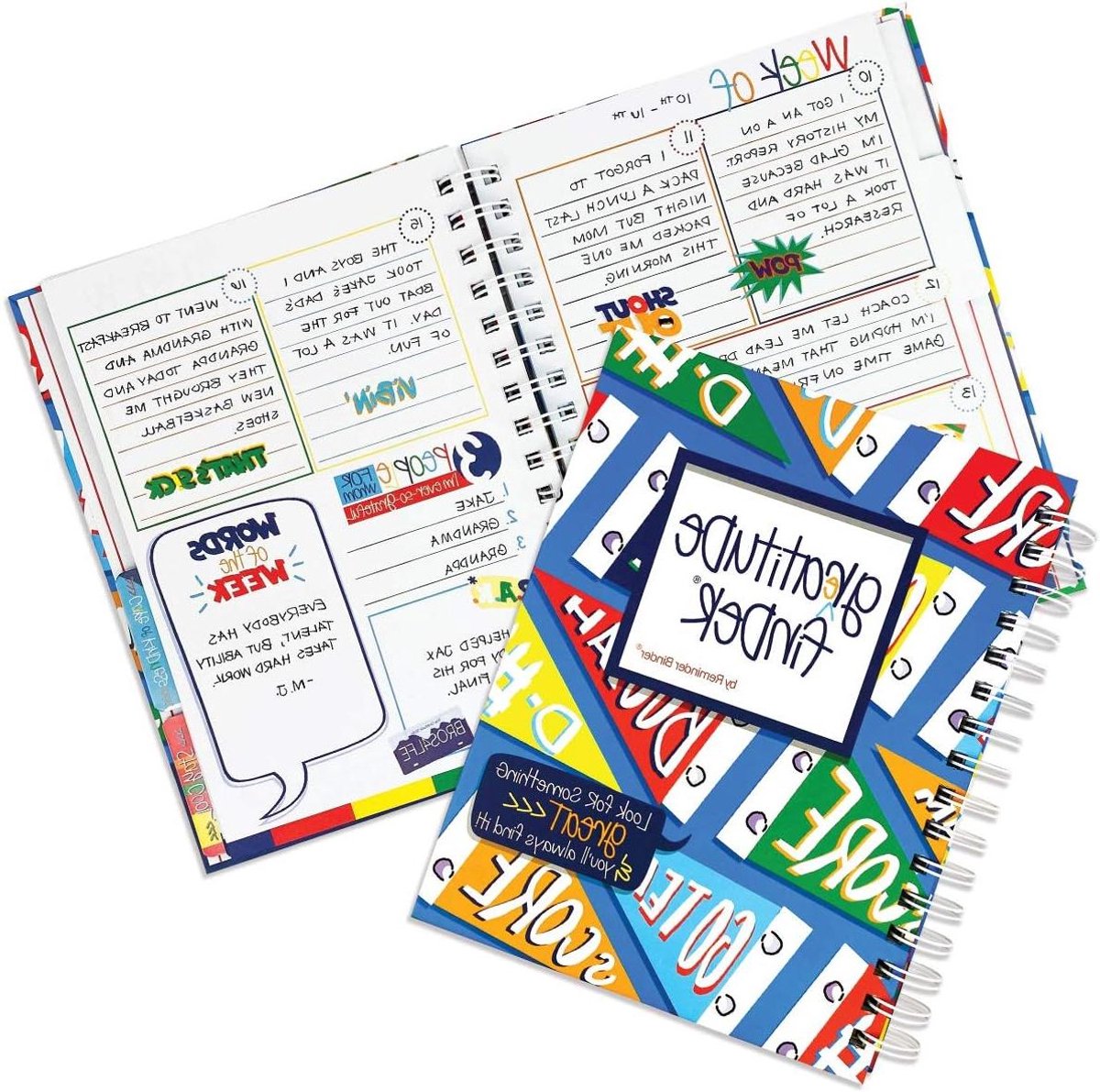 Dankbaarheidsdagboek Jongens - Positiviteitsdagboek Stickers - Dagelijks Journaling - Niet-gedateerd 52 weken - 222 x 165 cm - Multicolor