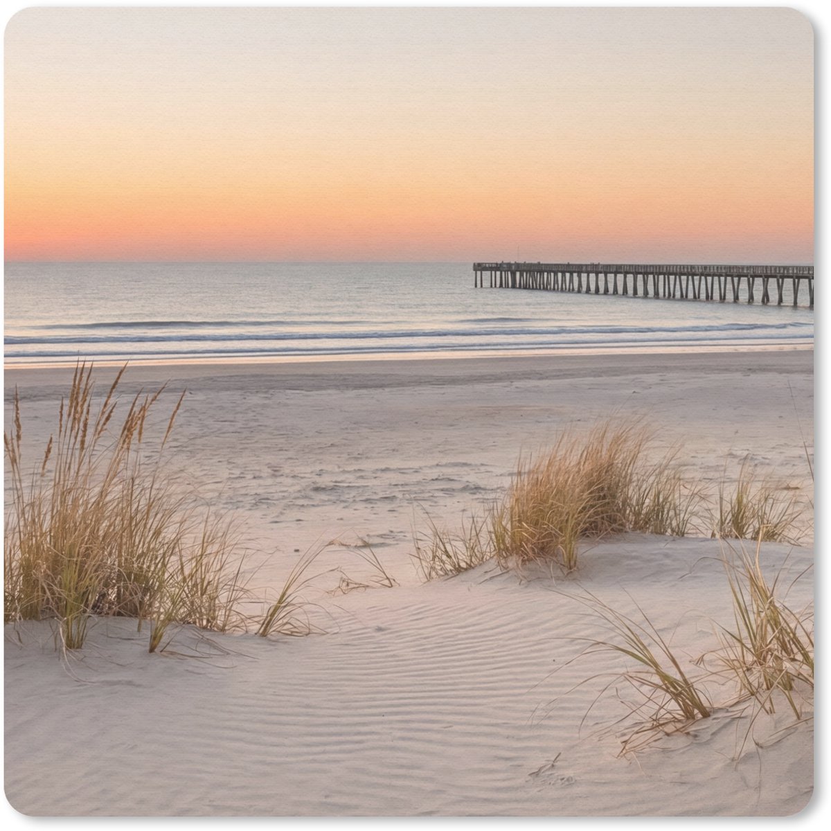 Muismat 20x20 cm - Mousepad Pier - Zonsondergang - Strand - Muismatten