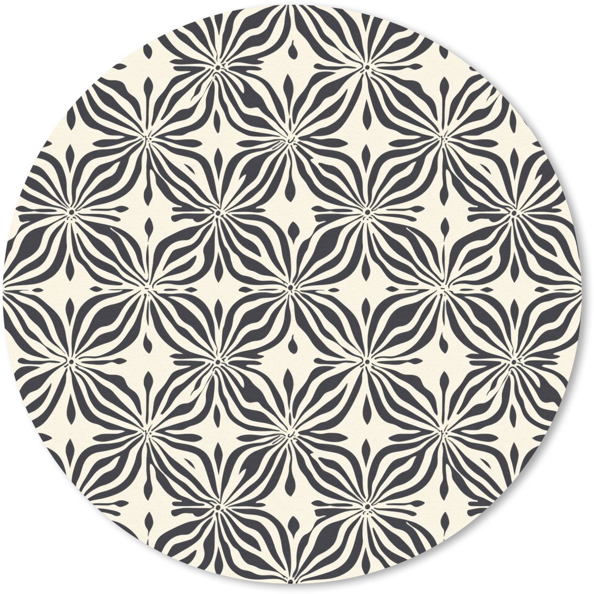 Muismat rond 50x50 cm - Mousepad Grafisch - Patroon - Zwart - Ronde muismatten