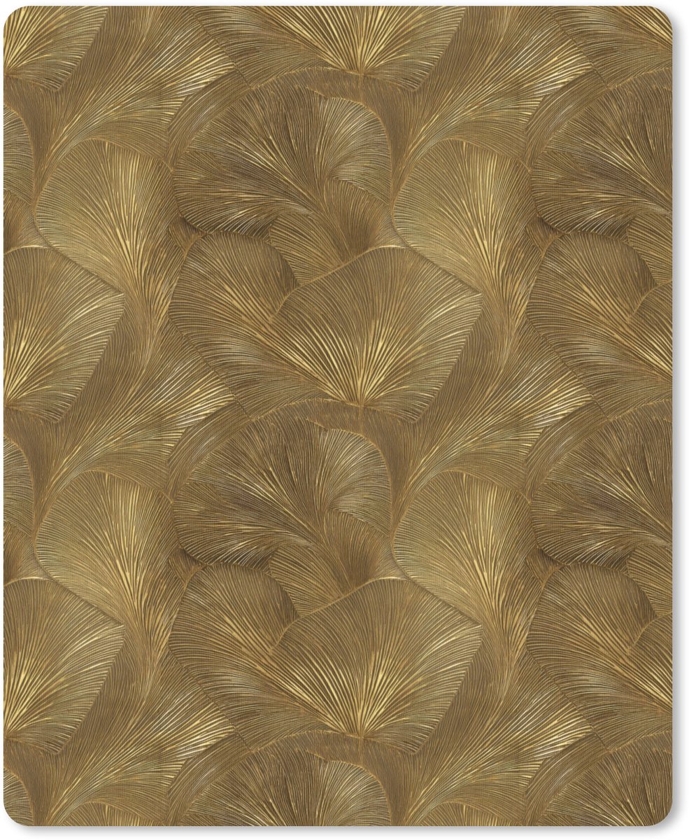 Muismat 12x16 cm - Mousepad Organisch - Lijnen - Goud - Muismatten