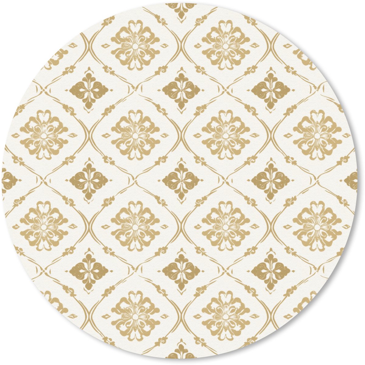 Muismat rond 40x40 cm - Mousepad Ornament - Klassiek - Goud - Ronde muismatten