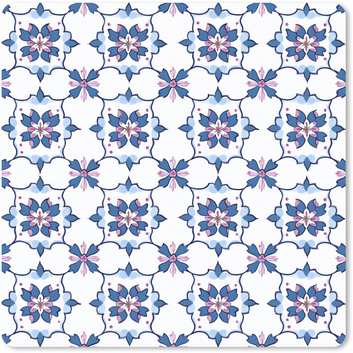 Muismat 30x30 cm - Mousepad Modern - Patroon - Blauw - Roze - Muismatten