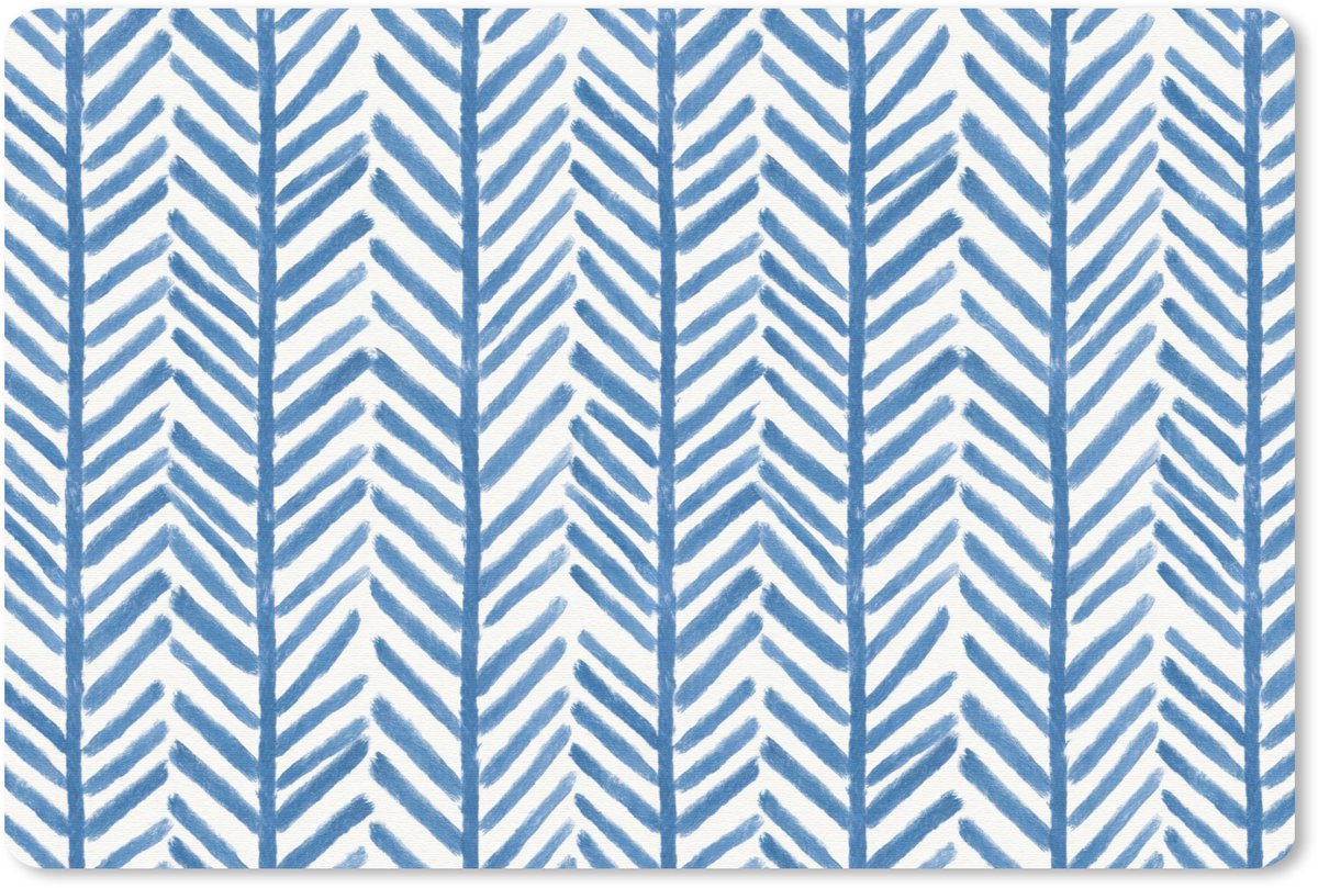 Muismat 13x8 cm - Mousepad Patroon - Streep - Blauw - Muismatten