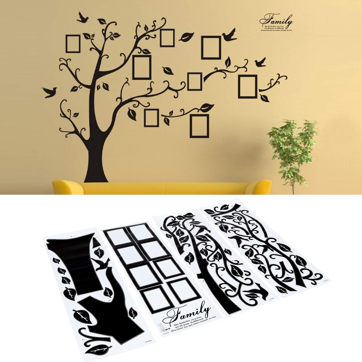 SPHProducts - Muursticker - Fotolijst Boom - Verwijderbaar - Decoratie - Muurschilderingen - Woonkamer - Slaapkamer