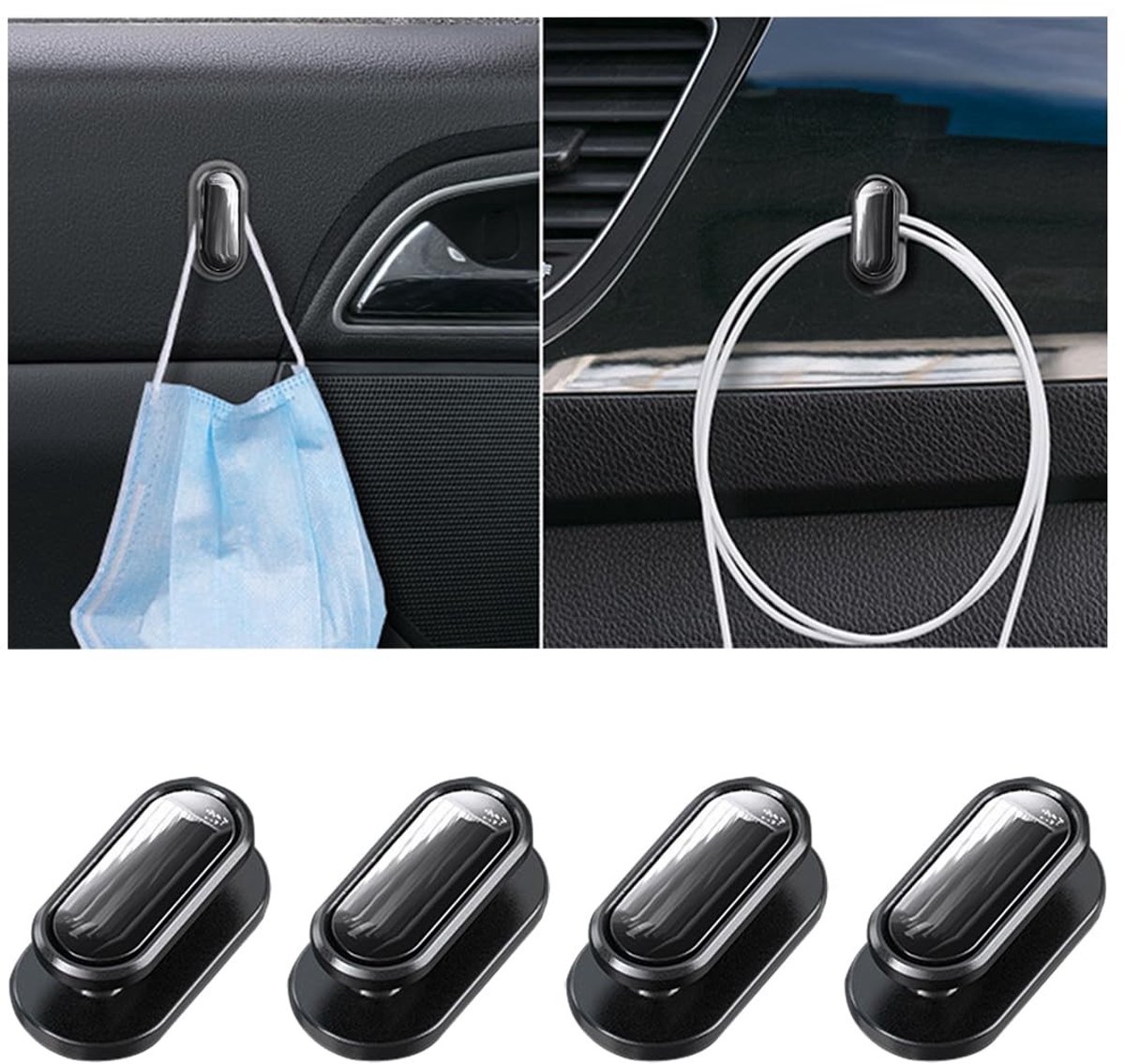 Store_7 - Auto Minihaak - Multifunctionele Hangers - Duurzaam en Stevig - Zwart - Zelfklevende Ophanghaken - Geschikt voor Sleutels - Universele Ac...