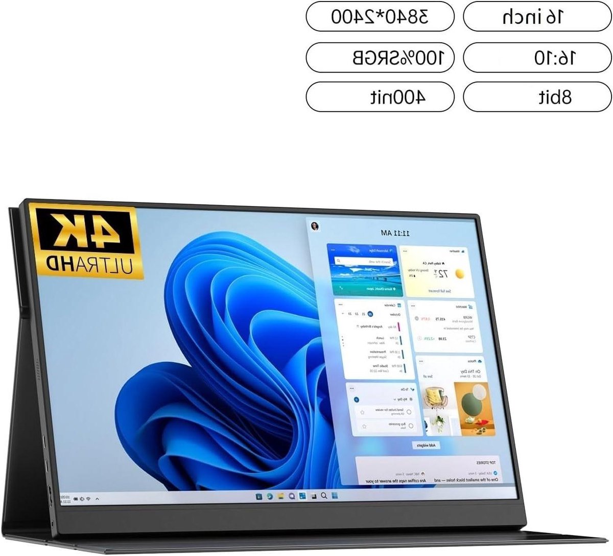 Draagbare Monitor - Secundair Scherm Externe Monitor - Productiviteit Verhogend - 16-inch 4K IPS Display - 120 Hz Refresh Rate