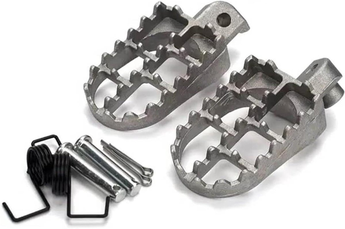 Motorcross Voetsteunen - Motor Voetsteunen - Offroad Rijden - Vergroot Contactoppervlak - Universeel - Zilver
