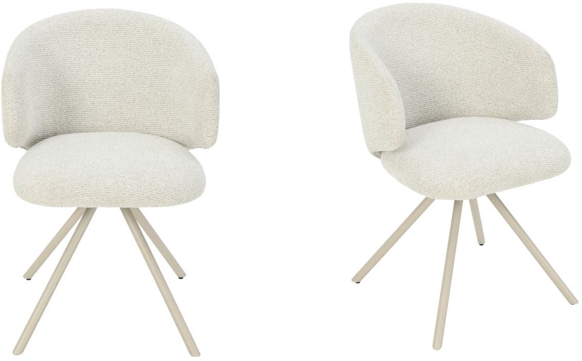 Mozy - Draaibare Eetkamerstoelen met armleuning - Set van 2 - Beige - Stof - Modern Design