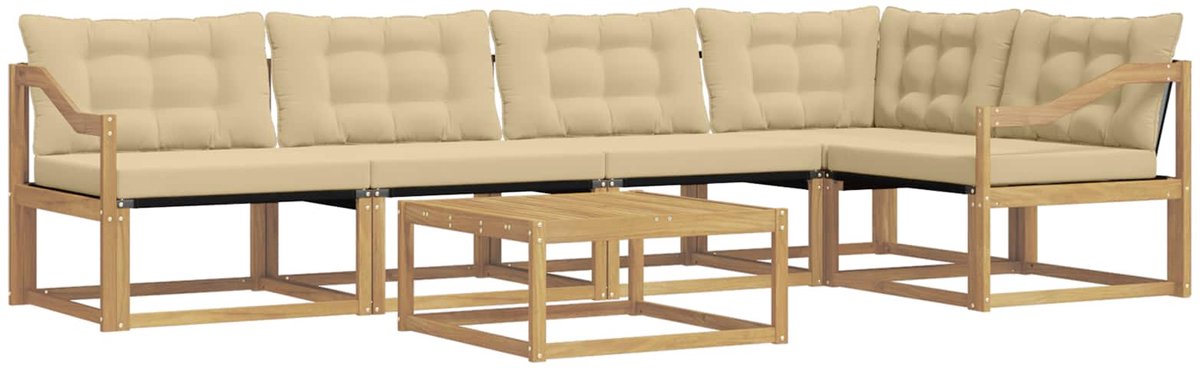 vidaXL Buiten - bank - set - 6 - st - Wit - en - Beige Wit en beige