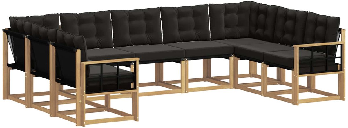 vidaXL Buiten - bank - set - 9 - st - 9-zits - Wit - en - zwart Wit en zwart