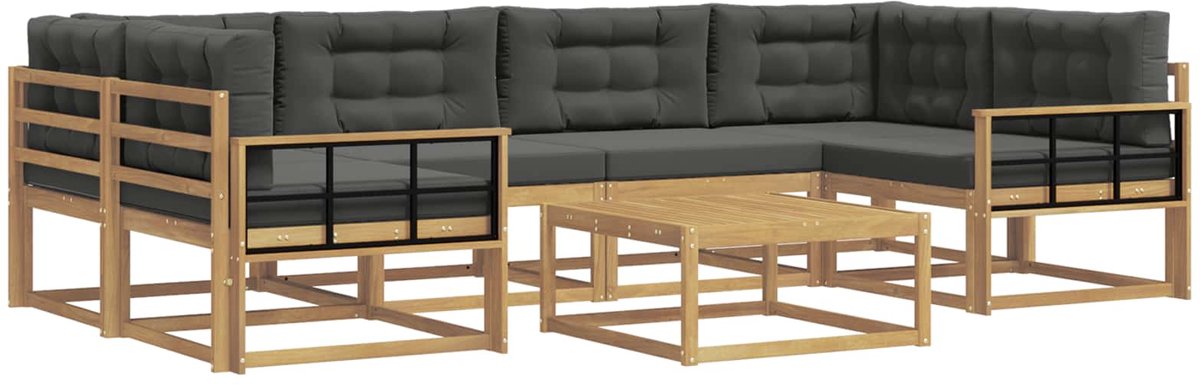 vidaXL Buiten - bank - set - 5 - st - 6-zits - Wit - en - antracietkleurig Wit en antracietkleurig