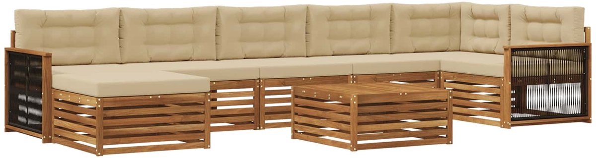 vidaXL Buiten - bank - set - 8 - st - 7-zits - Natuurlijk - en - Beige Natuurlijk en Beige