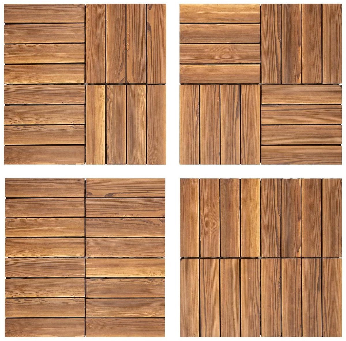 Houten Terrastegels - Balkontegels Hout - Terras Decoratie - Gecarboniseerd Hout - 30 x 30 cm - Bruin