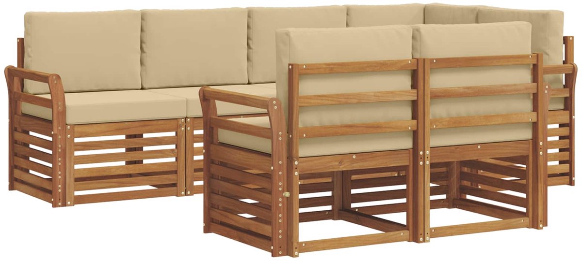 vidaXL Buiten - bank - set - 7 - st - 7-zits - Natuurlijk - en - Beige Natuurlijk en Beige