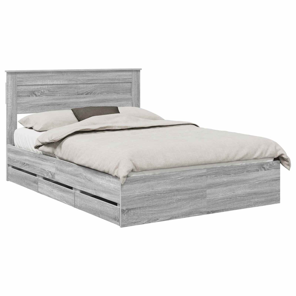 vidaXL Bedframe - met - lade - Grijs - Sonoma - 160 - x - 200 - cm - Ingenieurshout Grey Sonoma