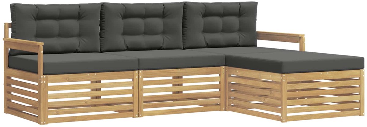 vidaXL Buiten - bank - set - 4 - st - 4-zits - Wit - en - antracietkleurig - Polyester Wit en antracietkleurig