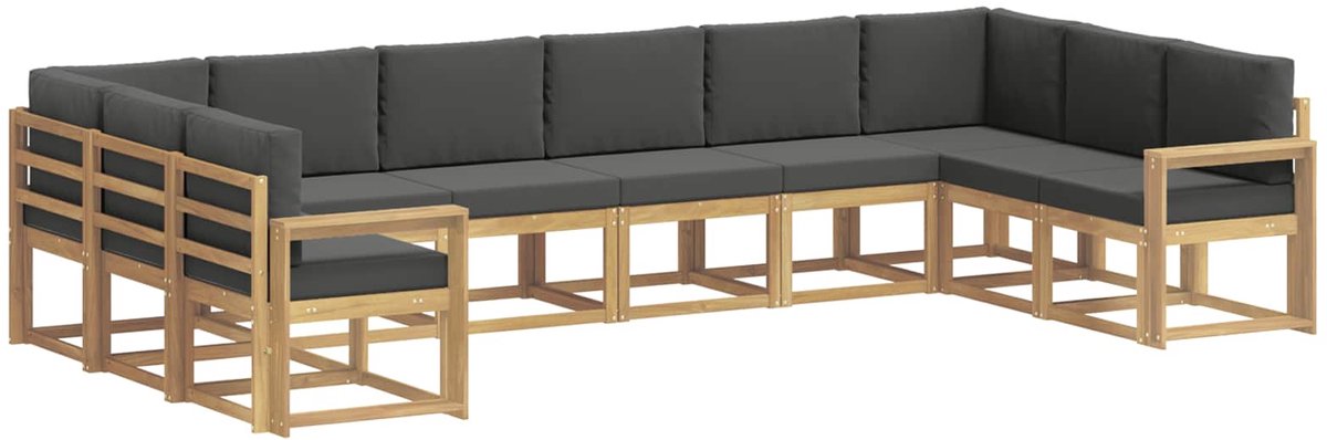 vidaXL Buiten - bank - set - 10 - st - 10-zits - Wit - en - antracietkleurig Wit en antracietkleurig