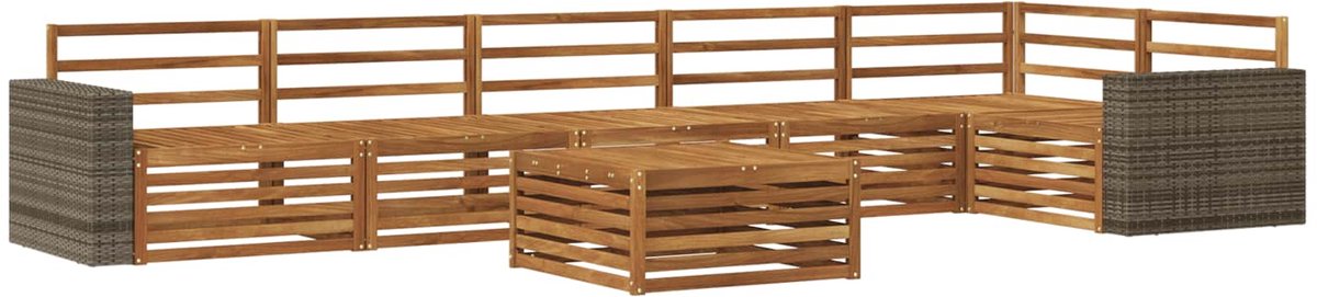 vidaXL Buiten - bank - set - 7 - st - 6-zits - Naturel - Massief - Acacia - Hout