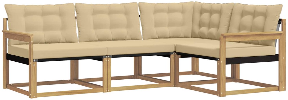 vidaXL Buiten - bank - set - 4 - st - Wit - en - Beige Wit en beige