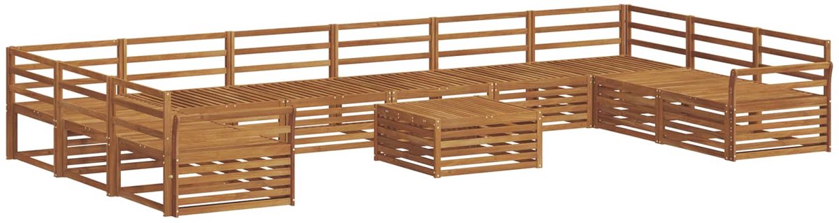 vidaXL Buiten - bank - set - 11 - st - 10-zits - Naturel - Massief - Acacia - Hout