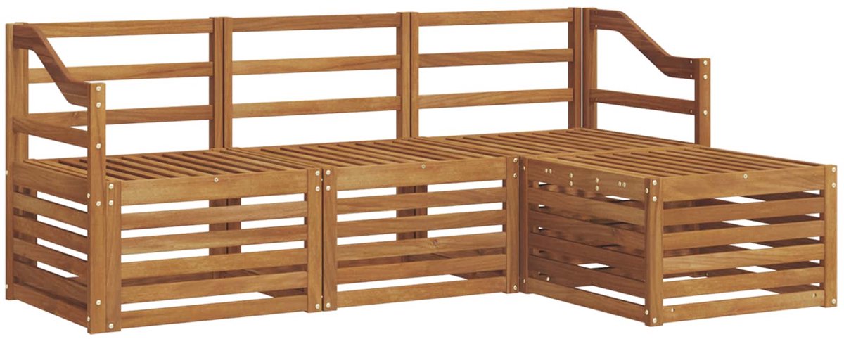 vidaXL Buiten - bank - set - 4 - st - 4-zits - Naturel - Massief - Acacia - Hout