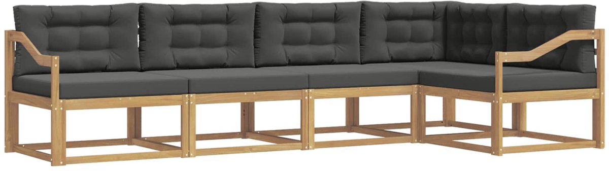 vidaXL Buiten - bank - set - 5 - st - 5-zits - Wit - en - antracietkleurig Wit en antracietkleurig