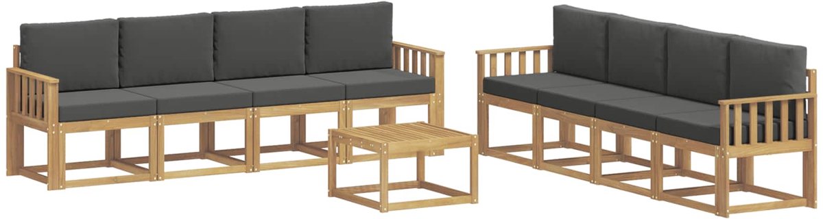 vidaXL Buiten - bank - set - 9 - st - 8-zits - Wit - en - antracietkleurig Wit en antracietkleurig