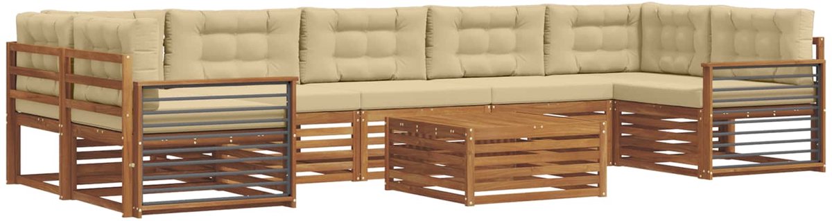 vidaXL Buiten - bank - set - 8 - st - 7-zits - Natuurlijk - en - Beige Natuurlijk en Beige
