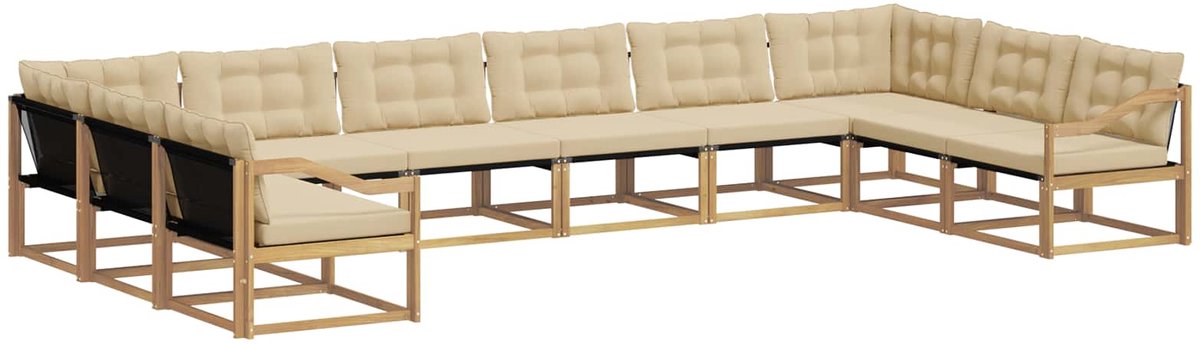 vidaXL Buiten - bank - set - 10 - st - 10-zits - Wit - en - Beige Wit en Beige