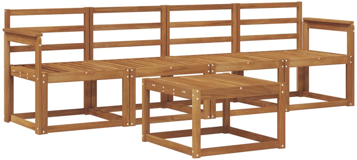 vidaXL Buiten - bank - set - 5 - st - 4-zits - Naturel - Massief - Acacia - Hout