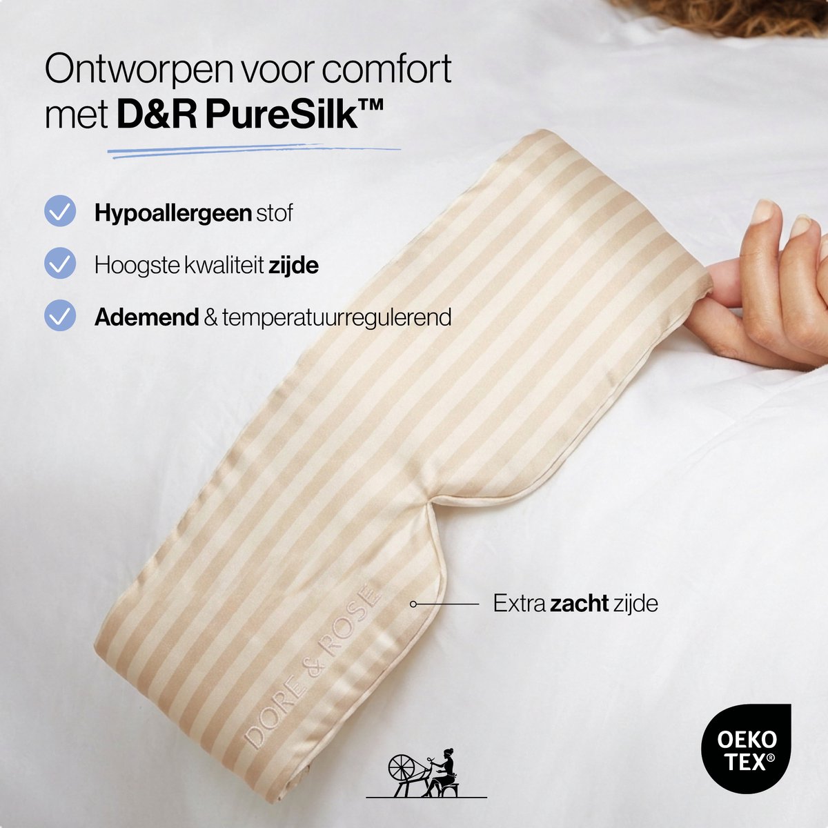 Dore & Rose - Slaapmasker - Oogmasker - Zijden Slaapmasker Voor Mannen en Vrouwen - Deep Sleep Mask - Eye Mask - Verduisterend - Wallen - Geel - Nº 94 La Lumiére du Matin — afbeelding 6